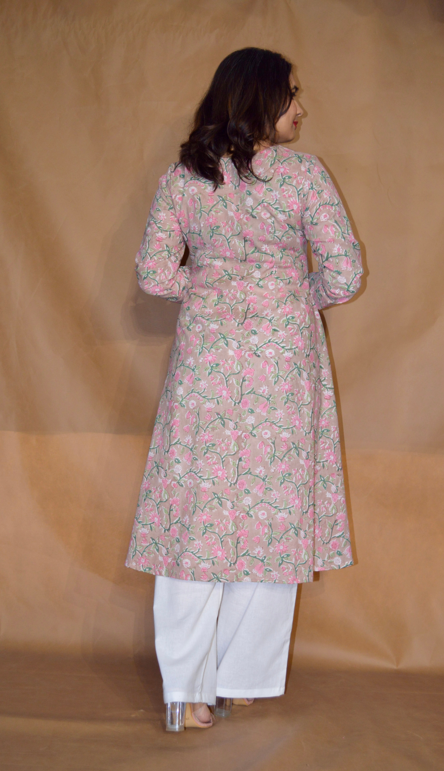 Gulbahar Sanganeri Mul Cotton A-Line Kurta
