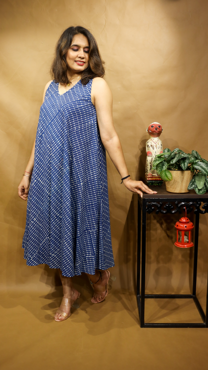 The Indigo Whispers Circular Dress