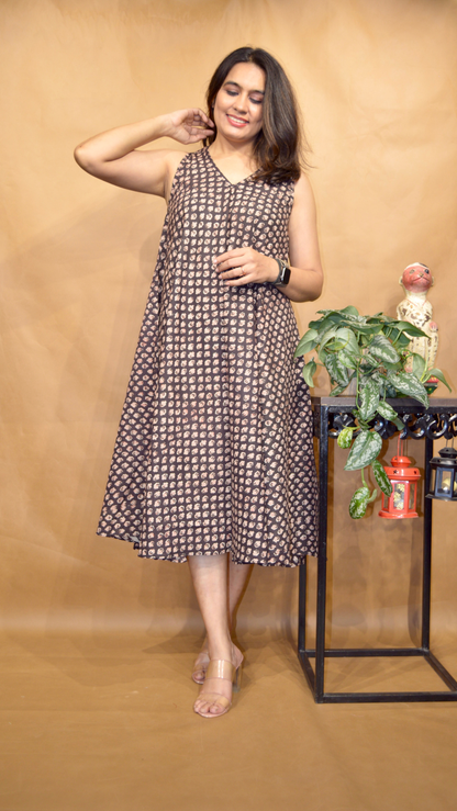 Kali Laher Kalamkari Circular Dress