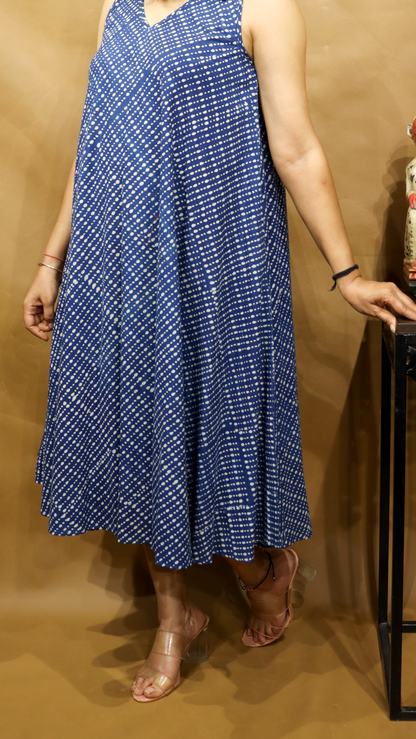 The Indigo Whispers Circular Dress