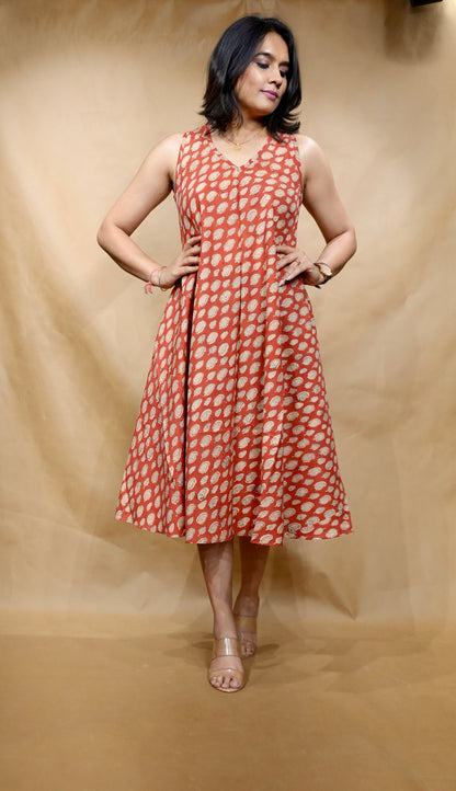 The Terracotta Bloom Circular Dress