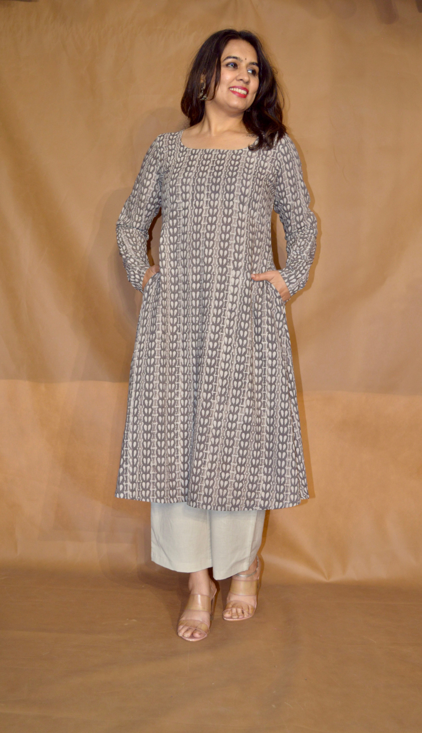 Misty Loom Dabu Cotton A-Line Kurta