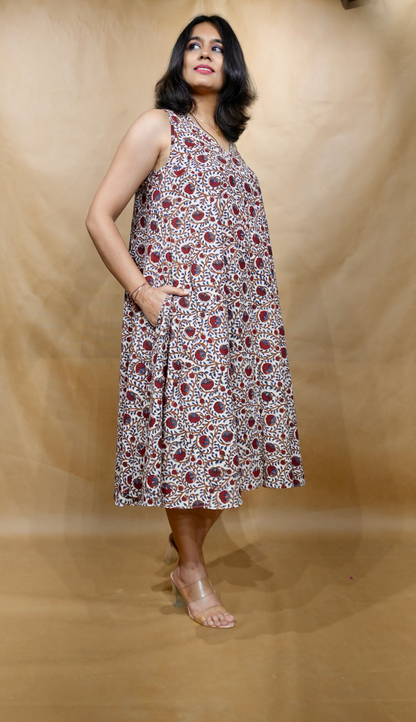 Rustic Bloom Anti-Fit Circular Dress