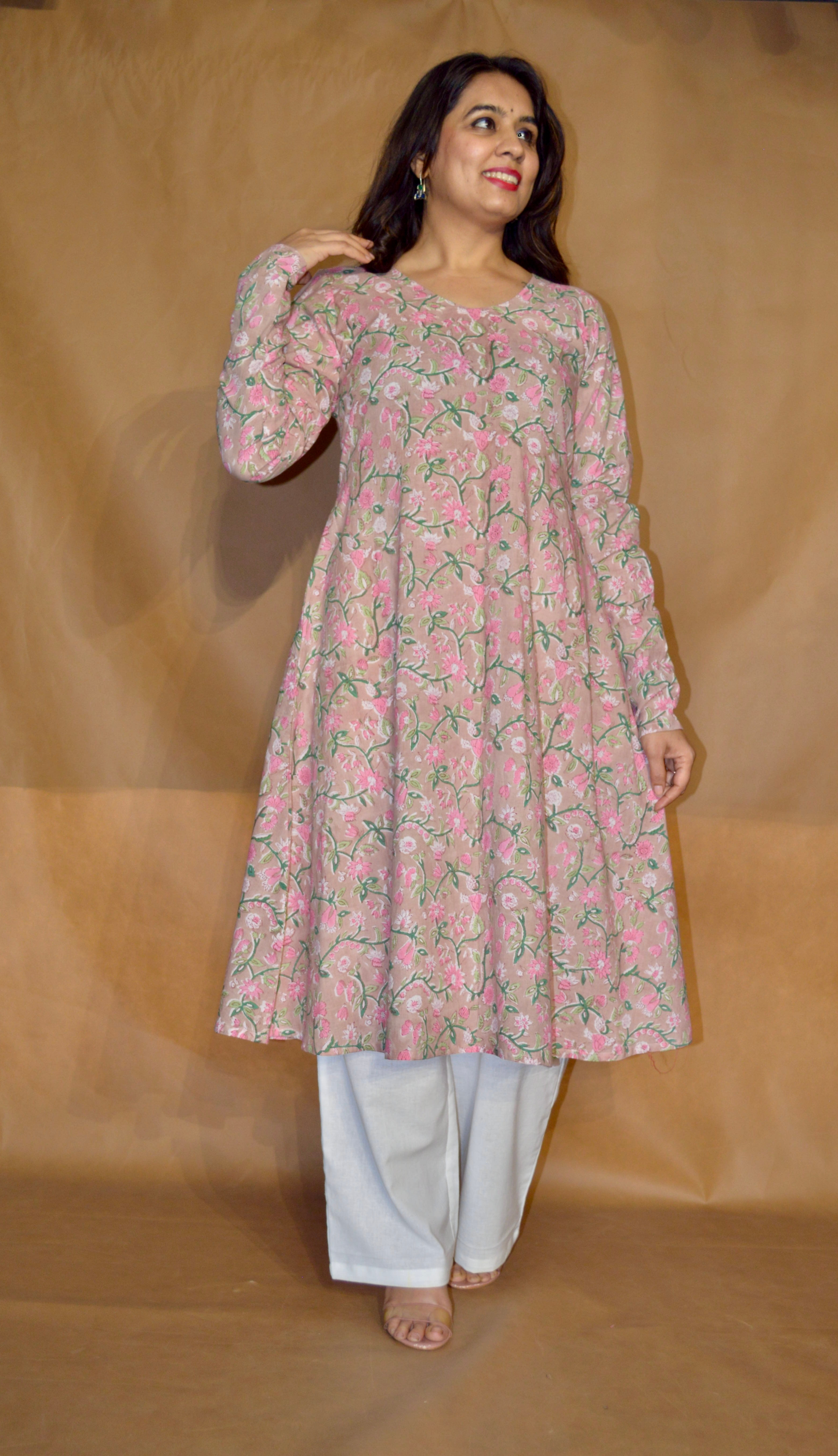 Gulbahar Sanganeri Mul Cotton A-Line Kurta
