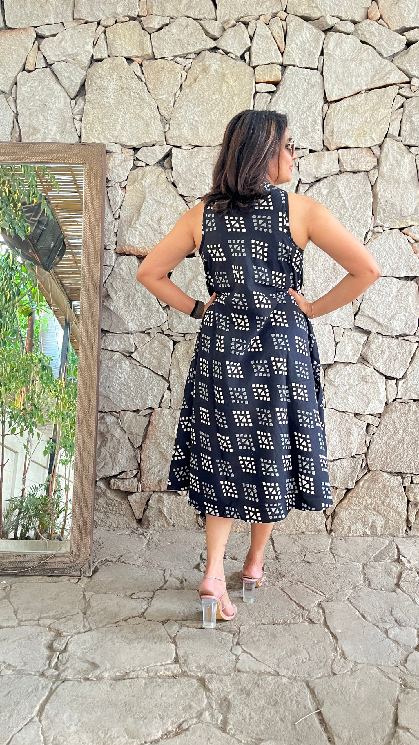 DripDot Monochrome Circular Dress