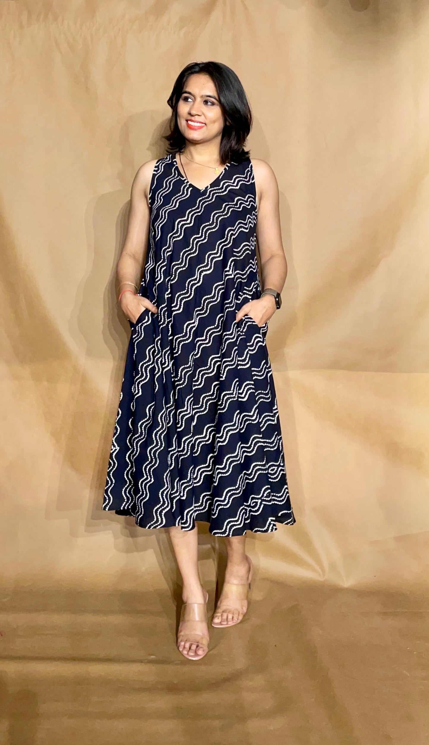 The Noir Wave Circular Dress