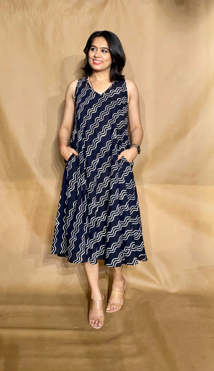 The Noir Wave Circular Dress