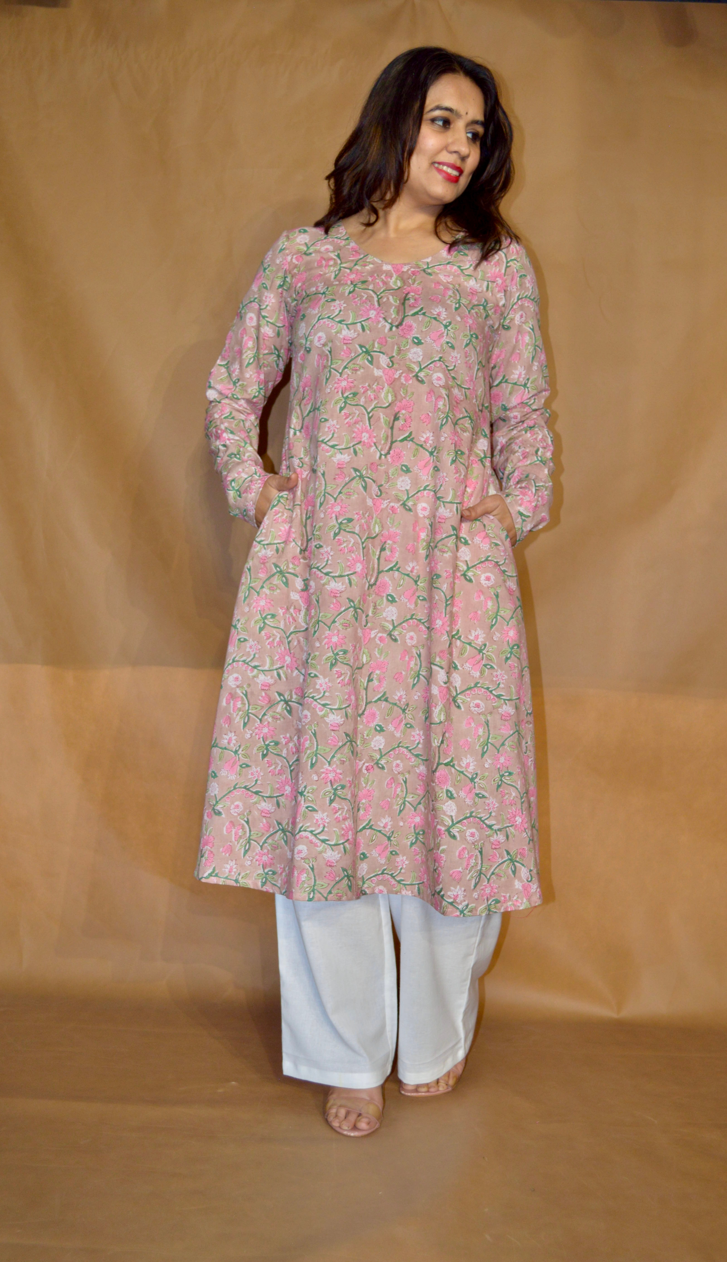 Gulbahar Sanganeri Mul Cotton A-Line Kurta
