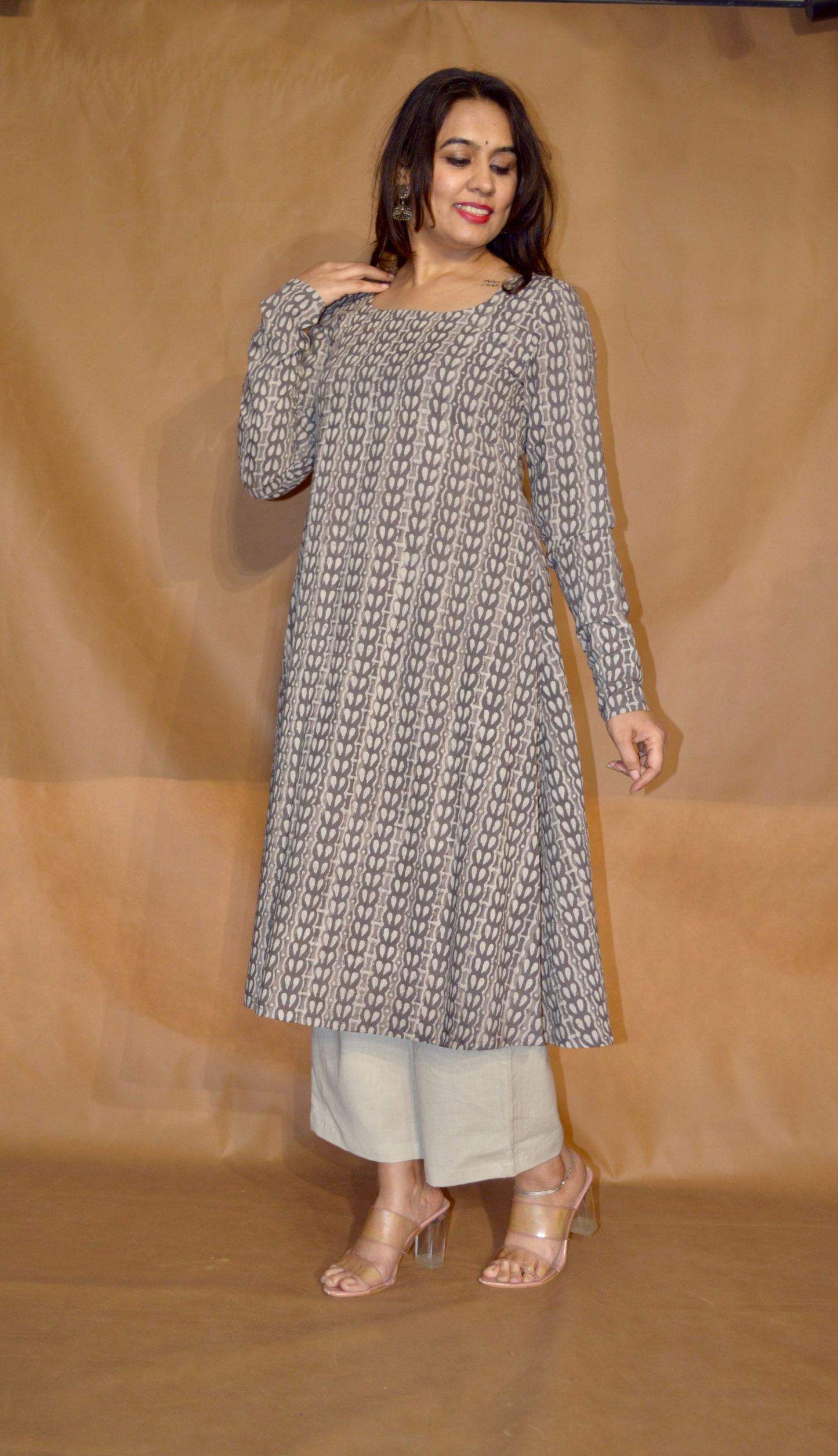 Misty Loom Dabu Cotton A-Line Kurta