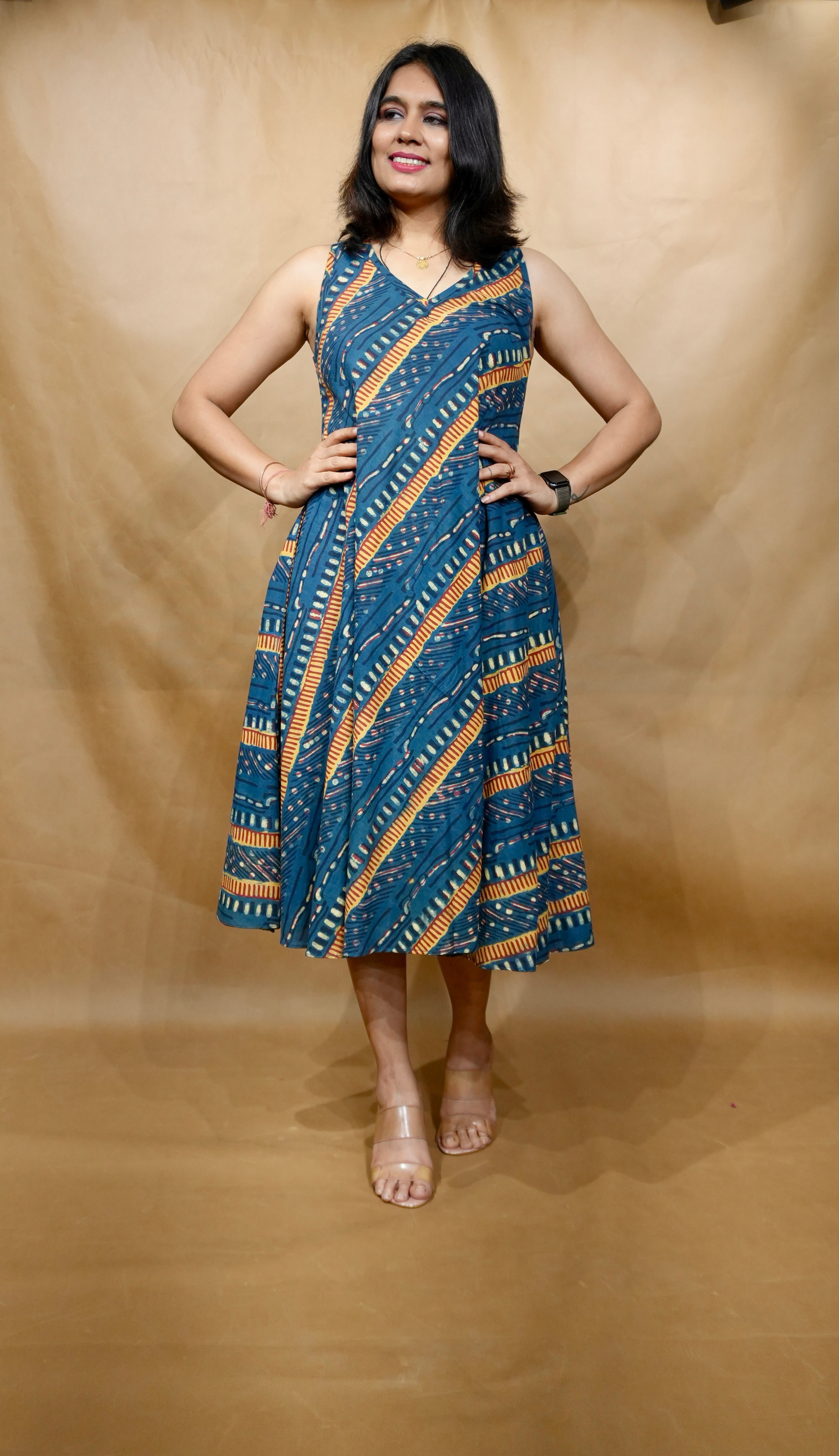 Indigo Waves Anti-Fit Circular Dress