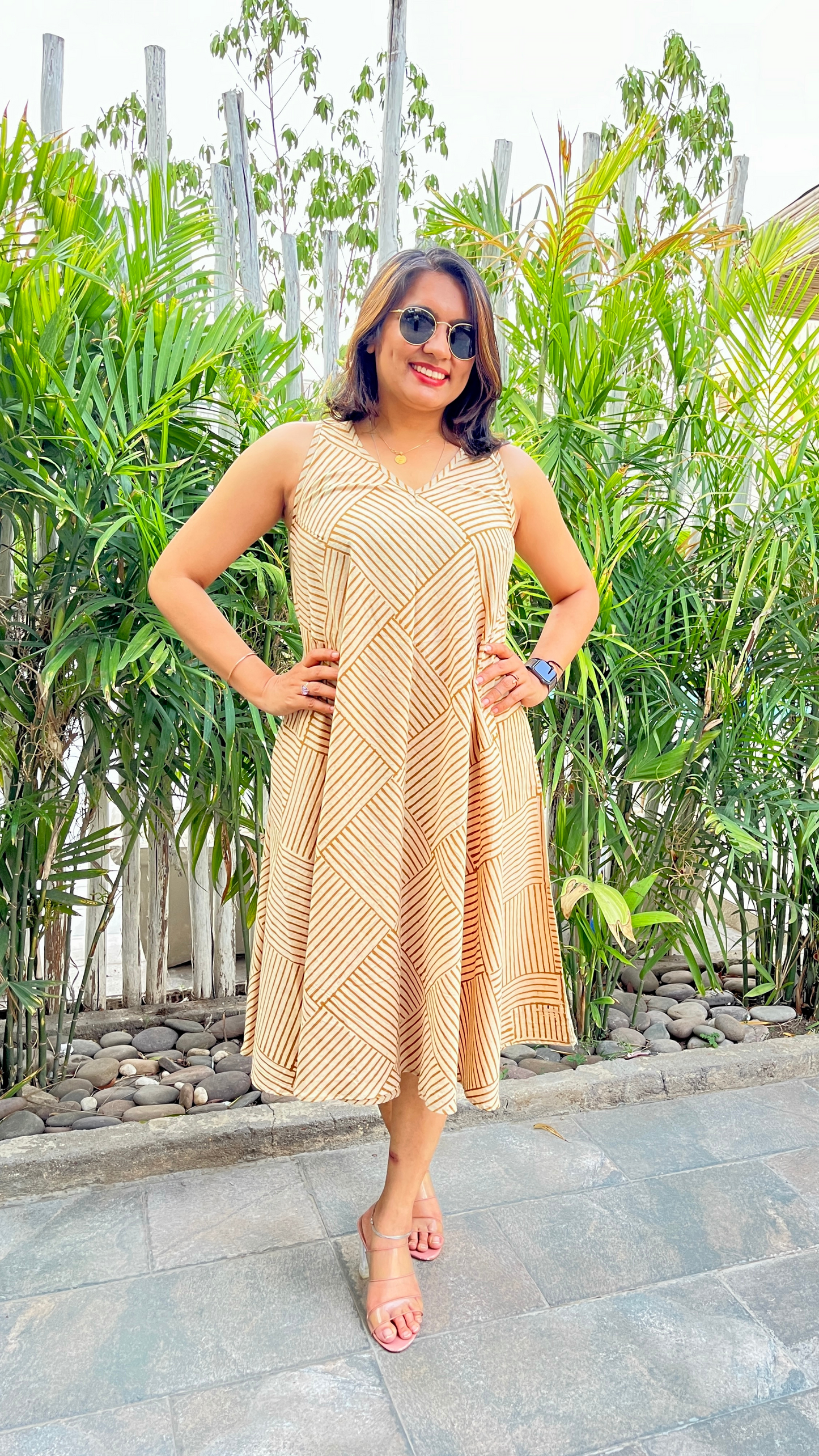 Golden threads Circular Dress