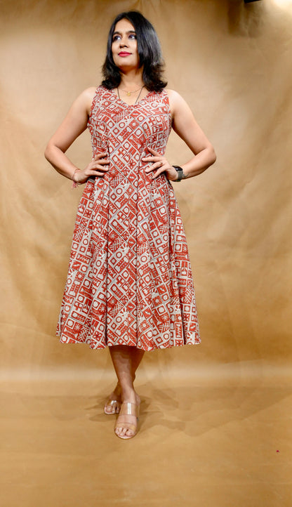 Coral Vine Anti-Fit Circular Dress