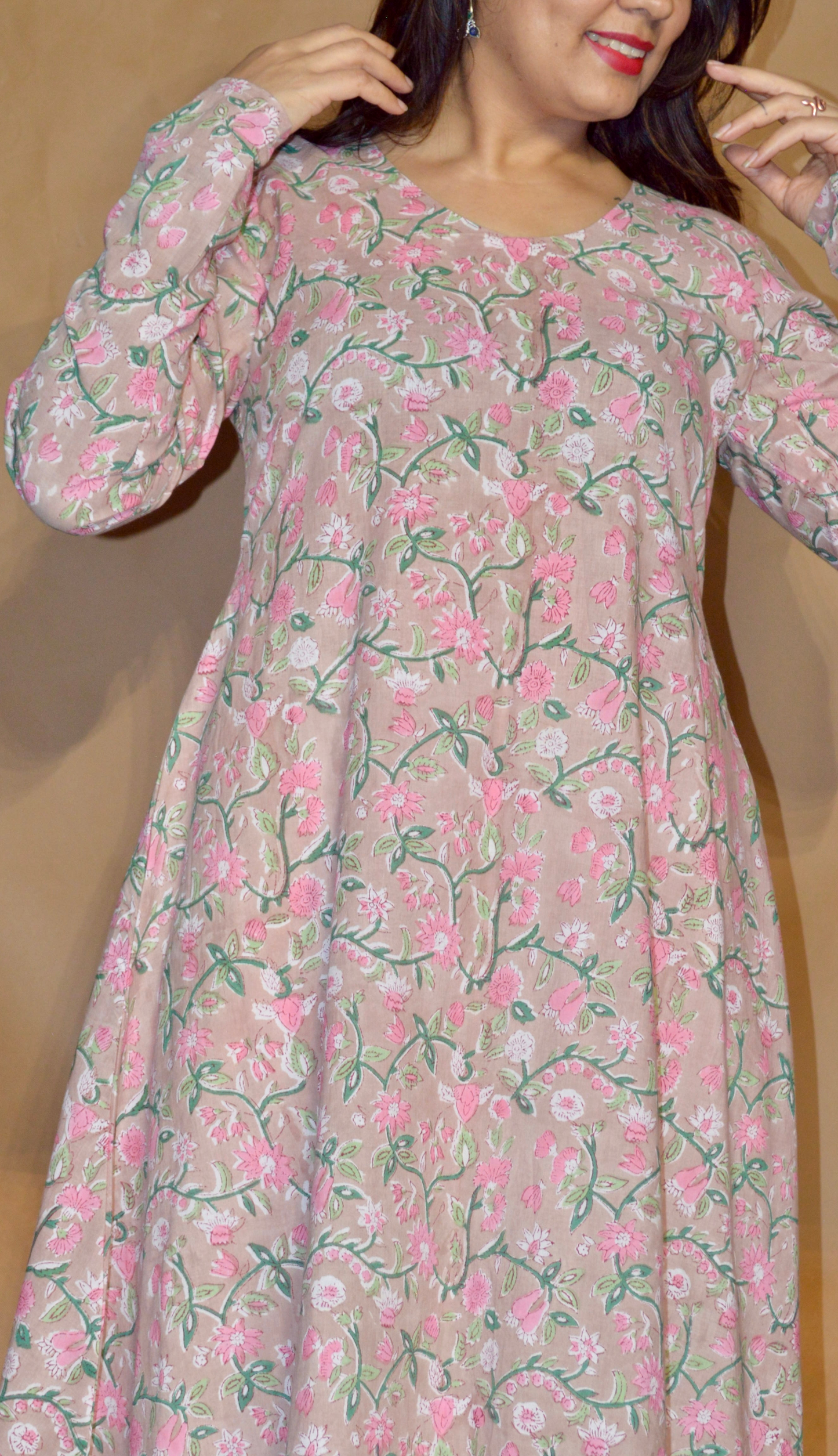 Gulbahar Sanganeri Mul Cotton A-Line Kurta