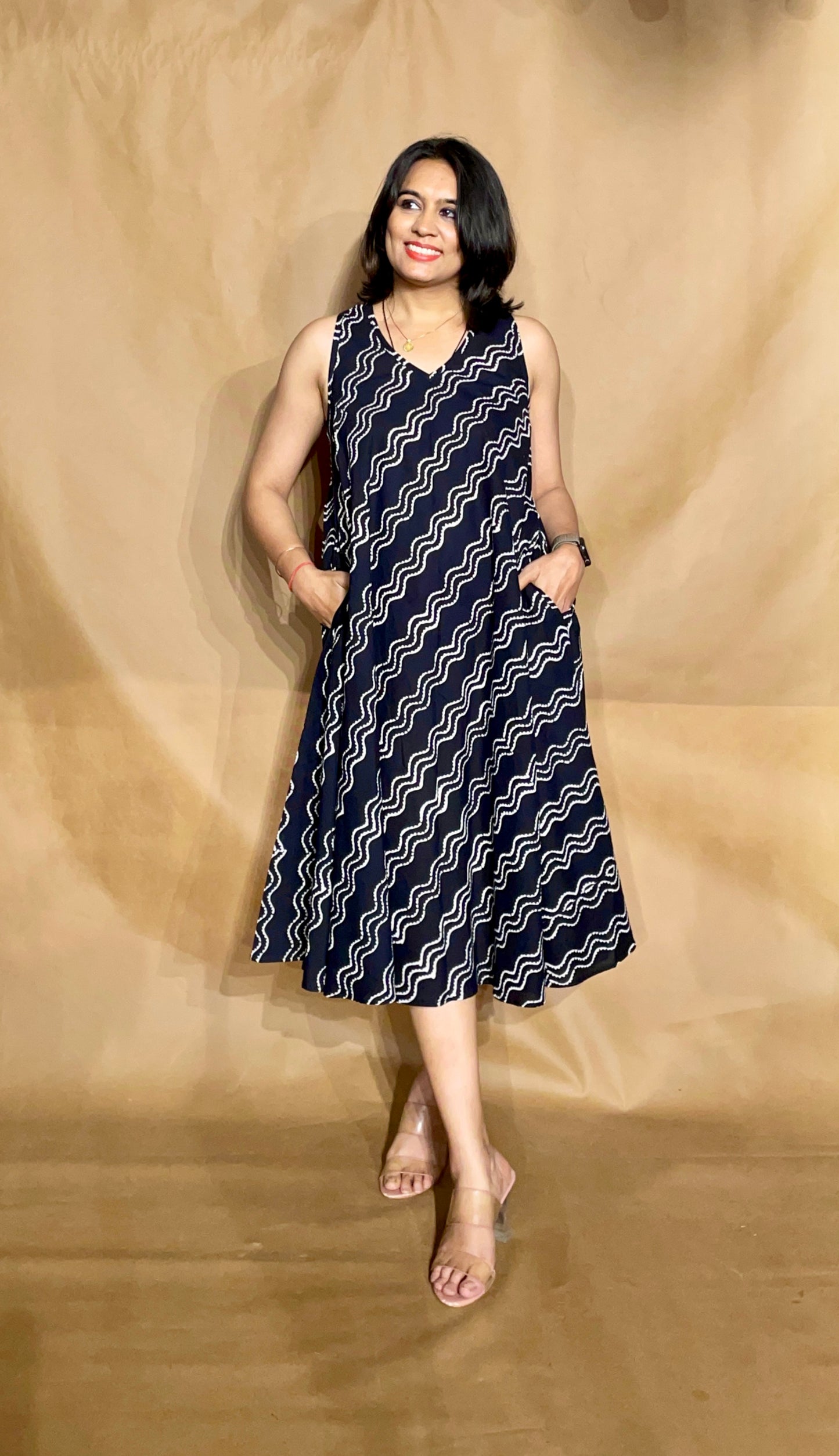 The Noir Wave Circular Dress