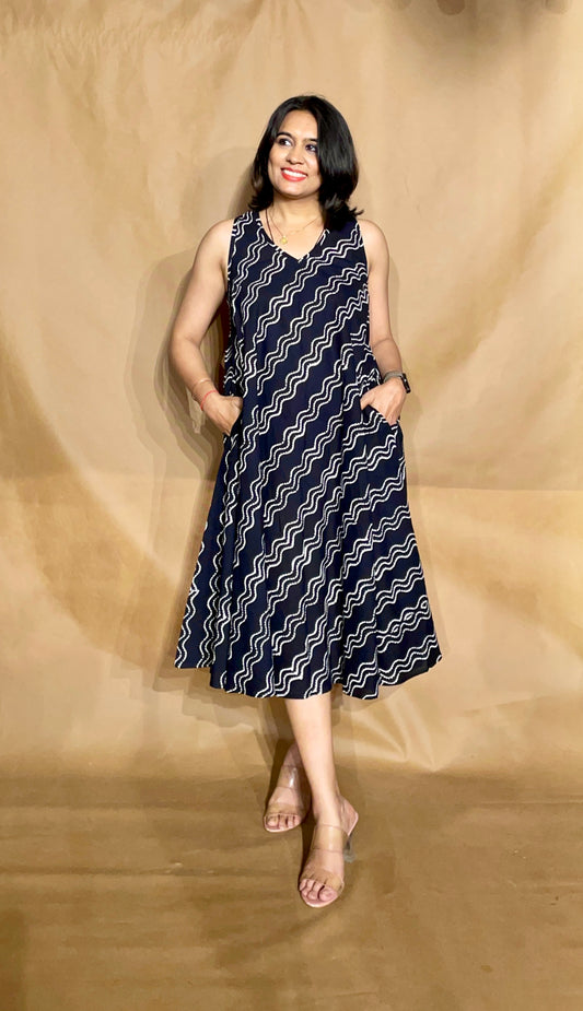 The Noir Wave Circular Dress