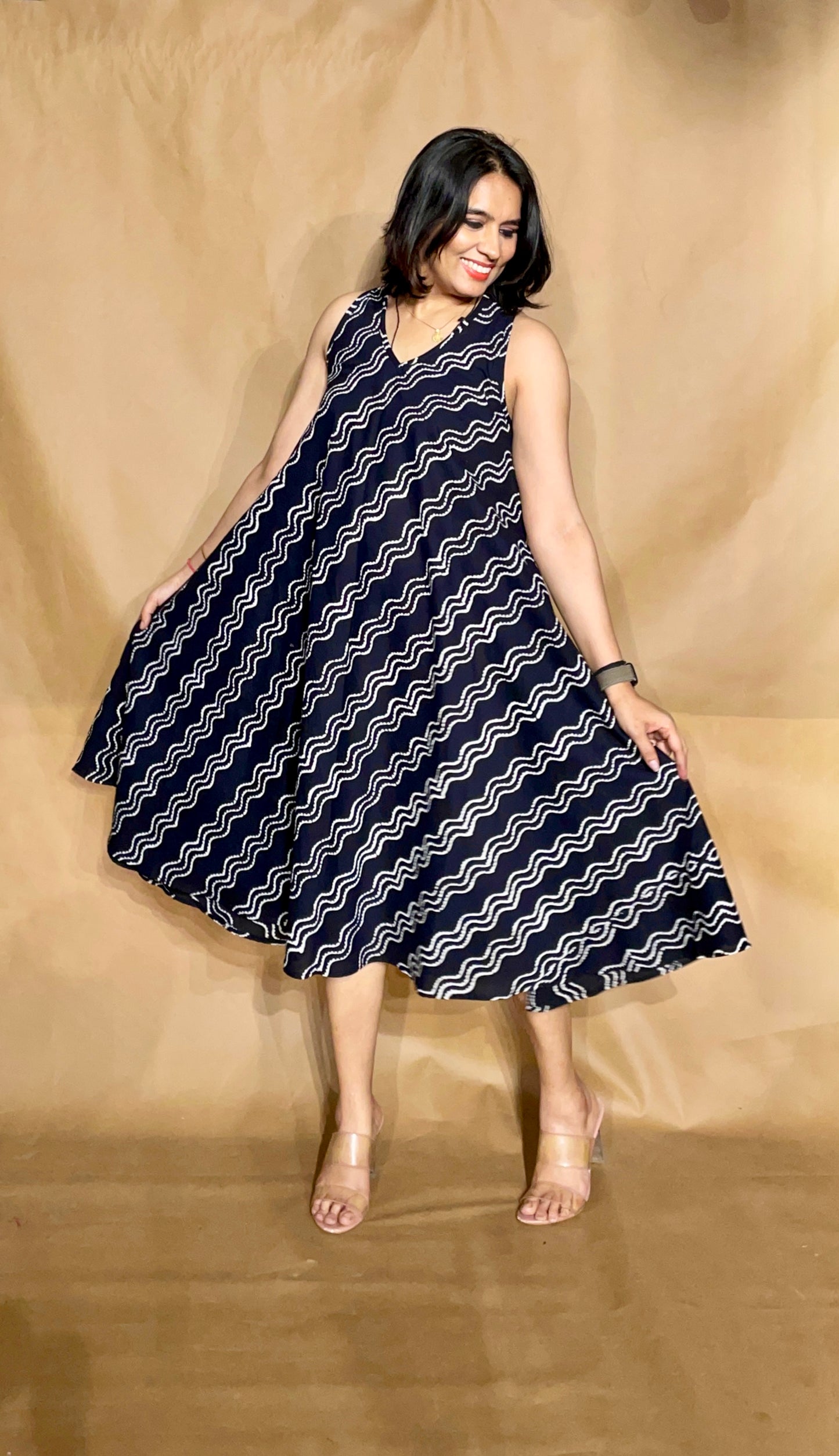 The Noir Wave Circular Dress