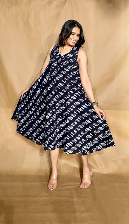 The Noir Wave Circular Dress