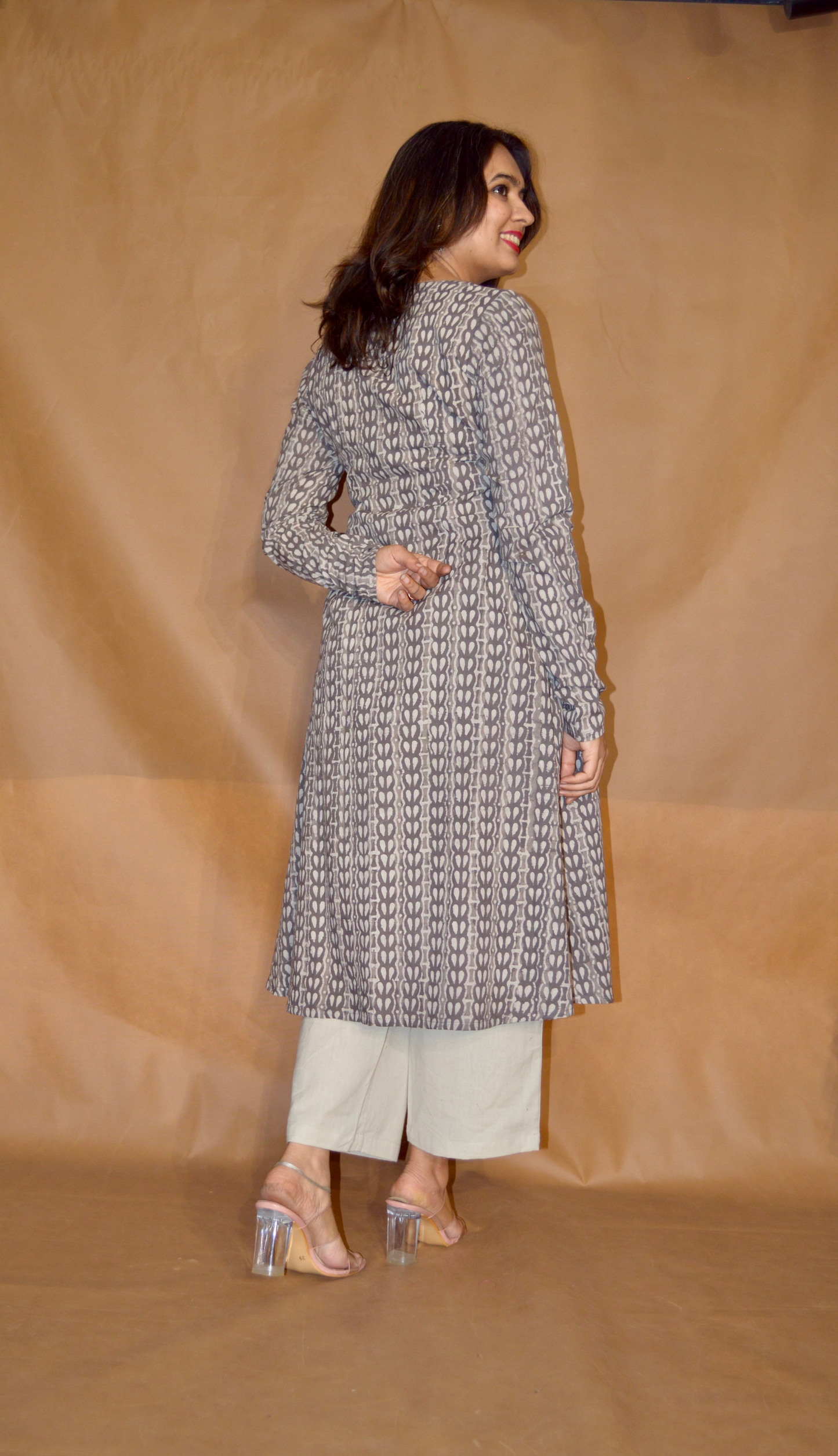 Misty Loom Dabu Cotton A-Line Kurta