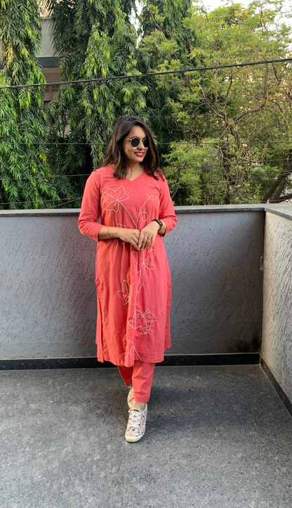 Coral Pink Co-ord Set (Echoes of Winter)