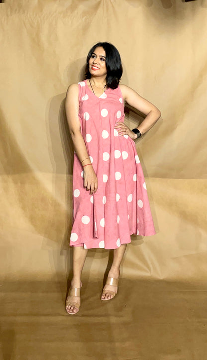The Blush Dot Circular Dress