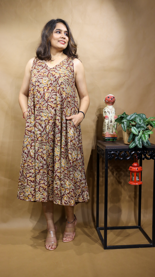 The Marigold Kalamkari Circular Dress