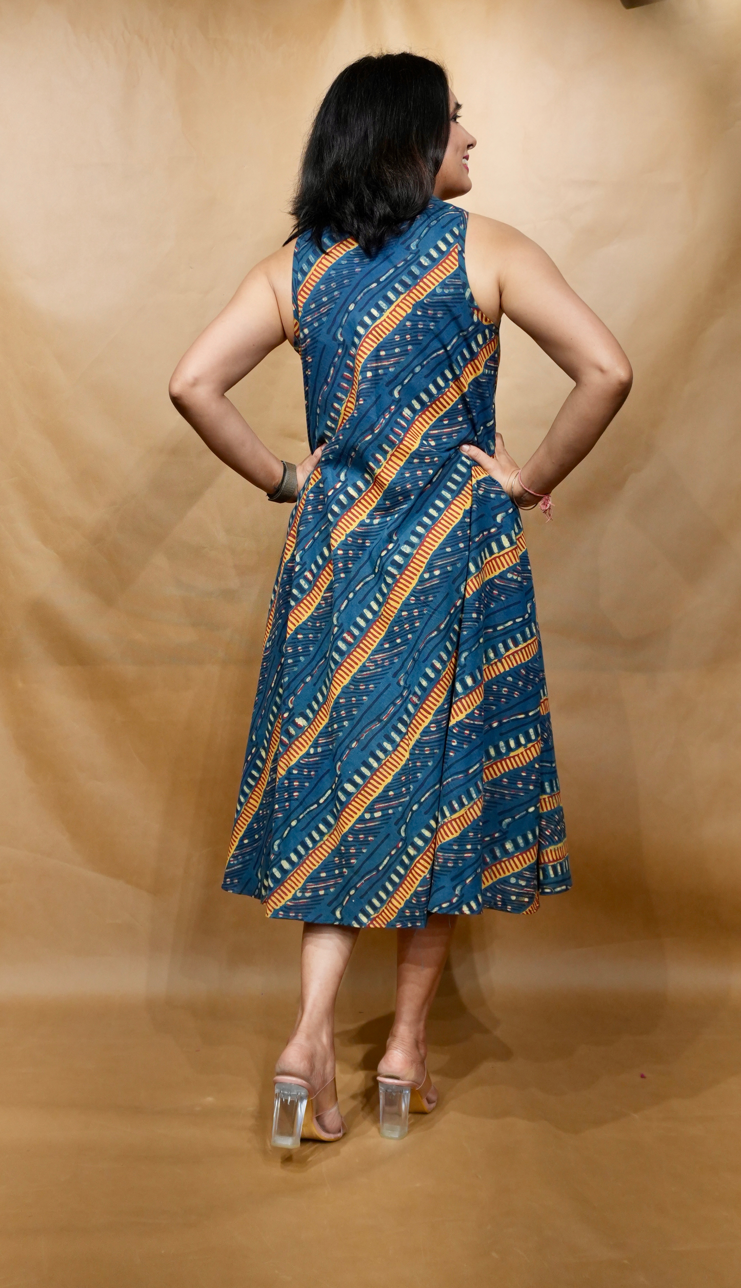 Indigo Waves Anti-Fit Circular Dress