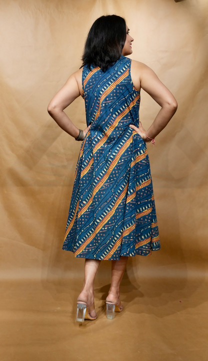 Indigo Waves Anti-Fit Circular Dress