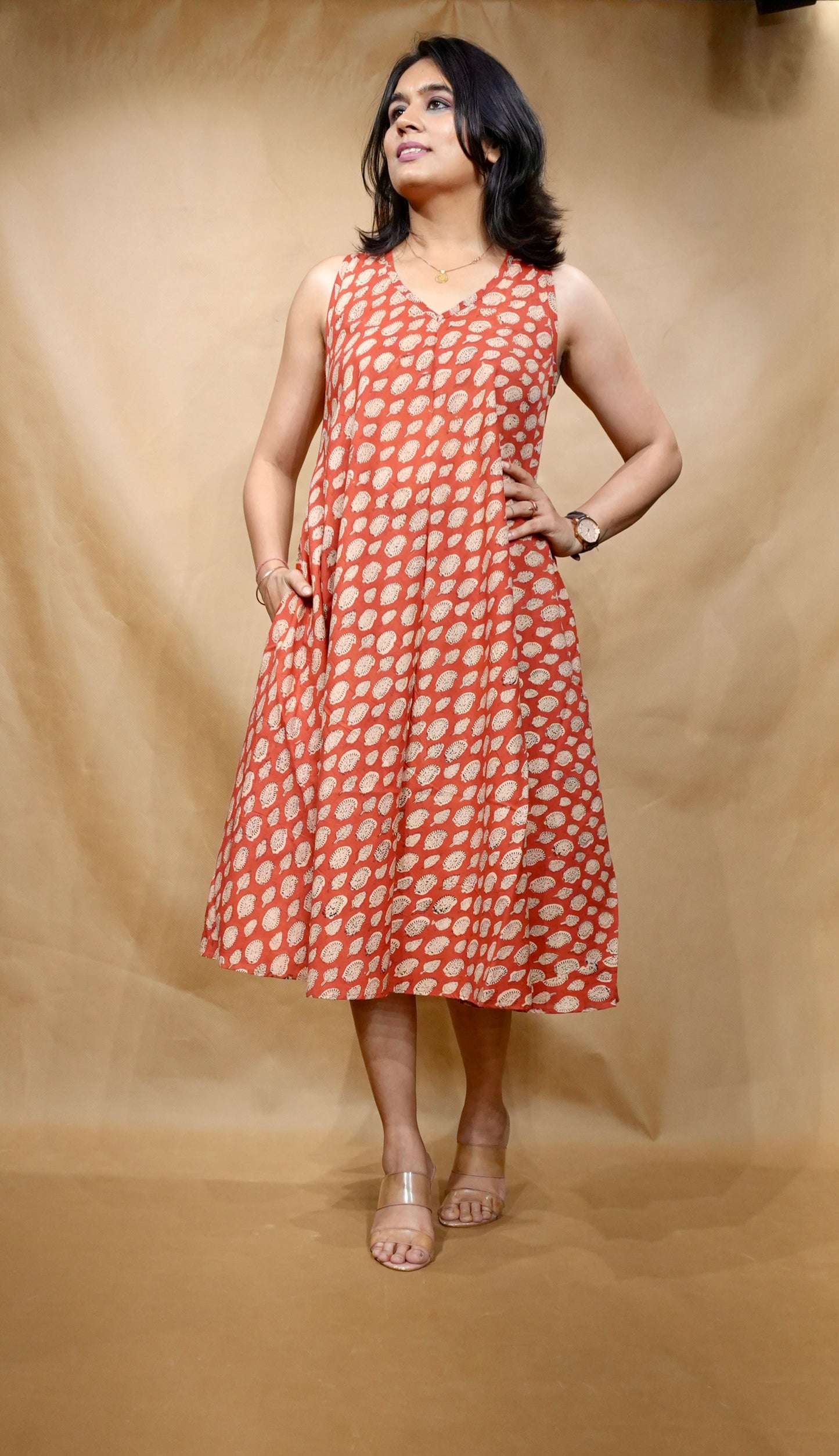 The Terracotta Bloom Circular Dress