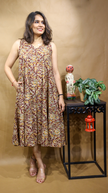 The Marigold Kalamkari Circular Dress