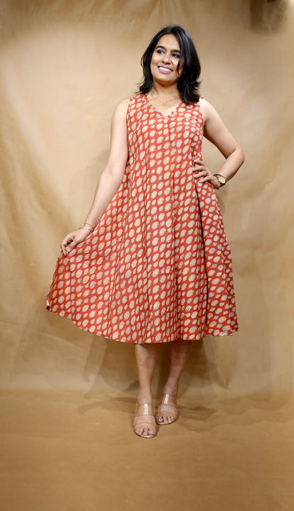 The Terracotta Bloom Circular Dress