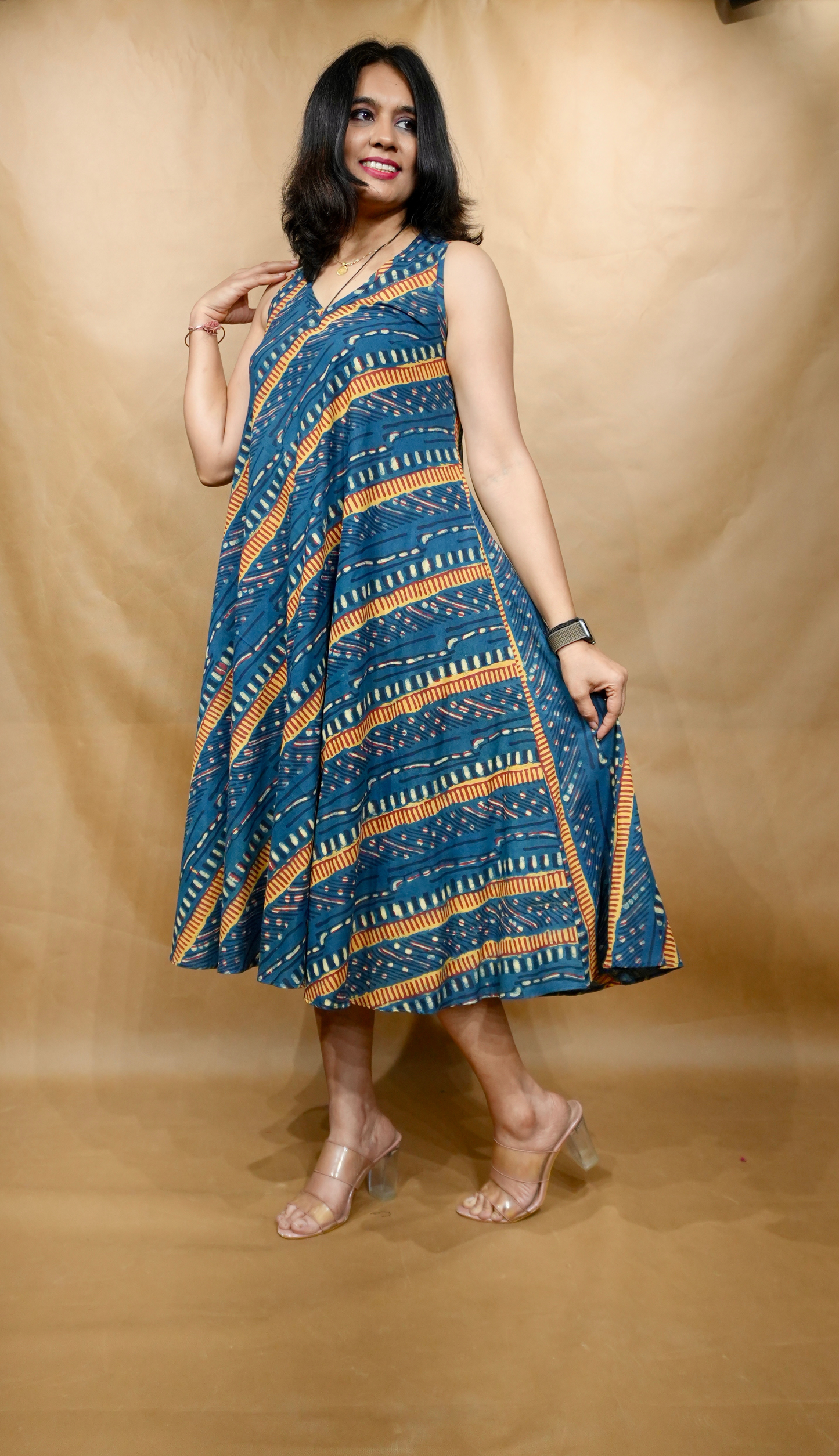Indigo Waves Anti-Fit Circular Dress