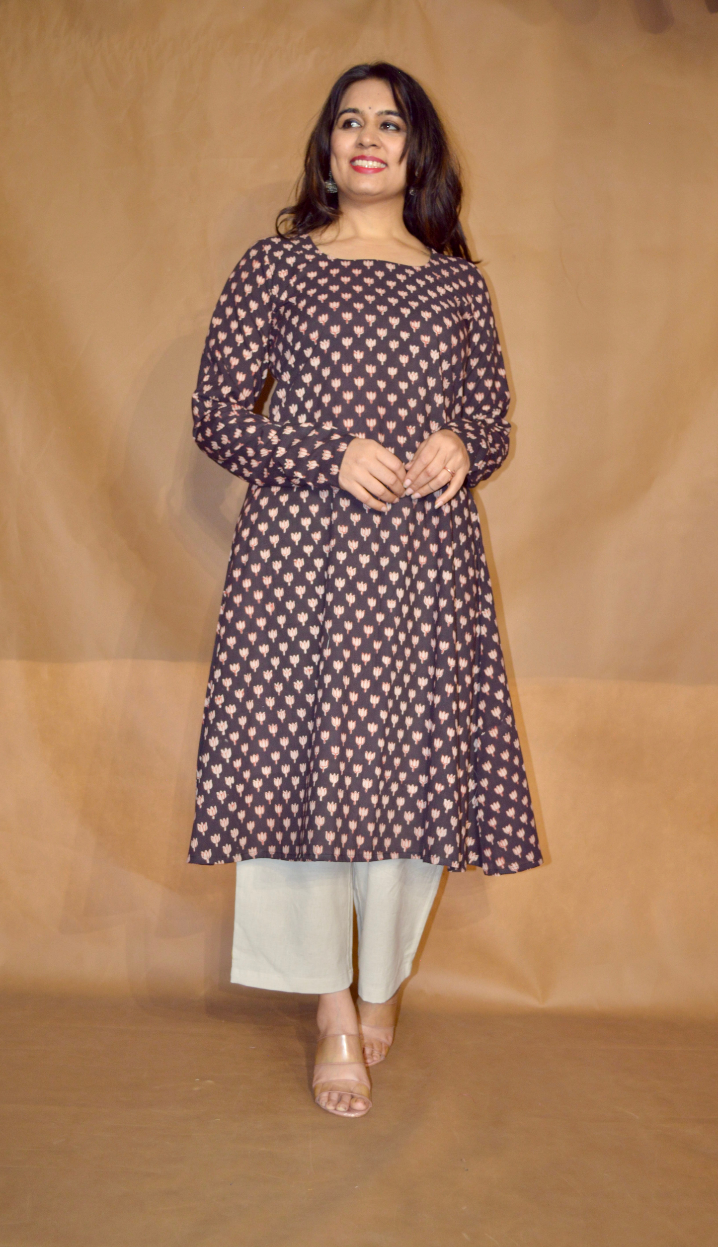 Plum Whisper Bagru Cotton A-Line Kurta