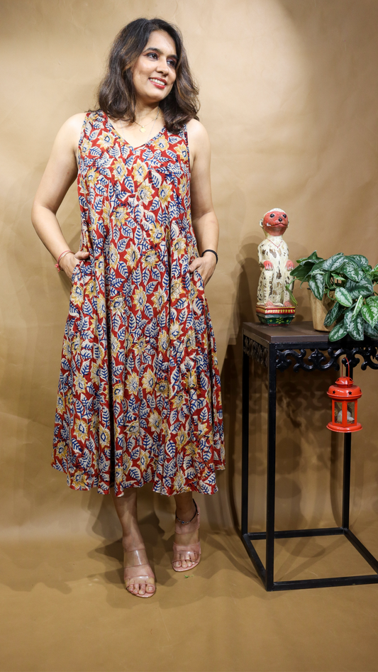 The Saffron Kalamkari Circular Dress