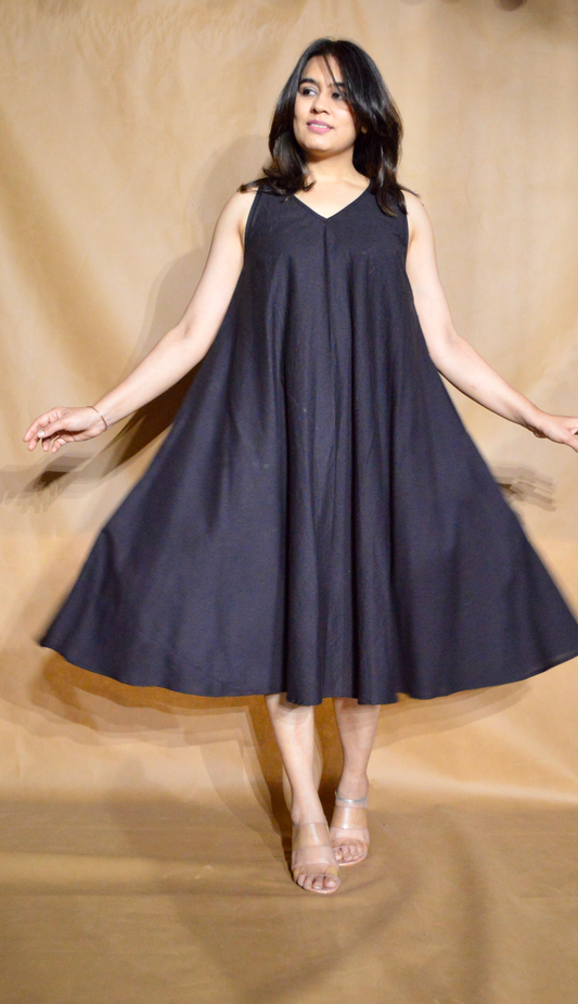 The Noir Black Circular Dress