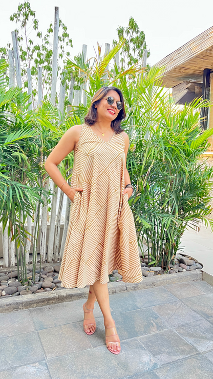 Golden threads Circular Dress