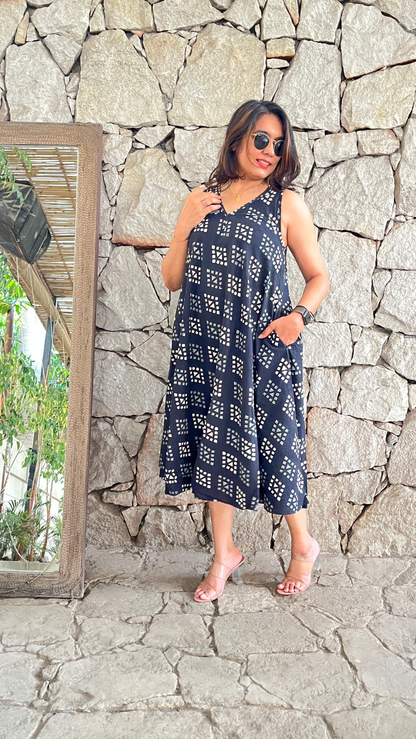 DripDot Monochrome Circular Dress