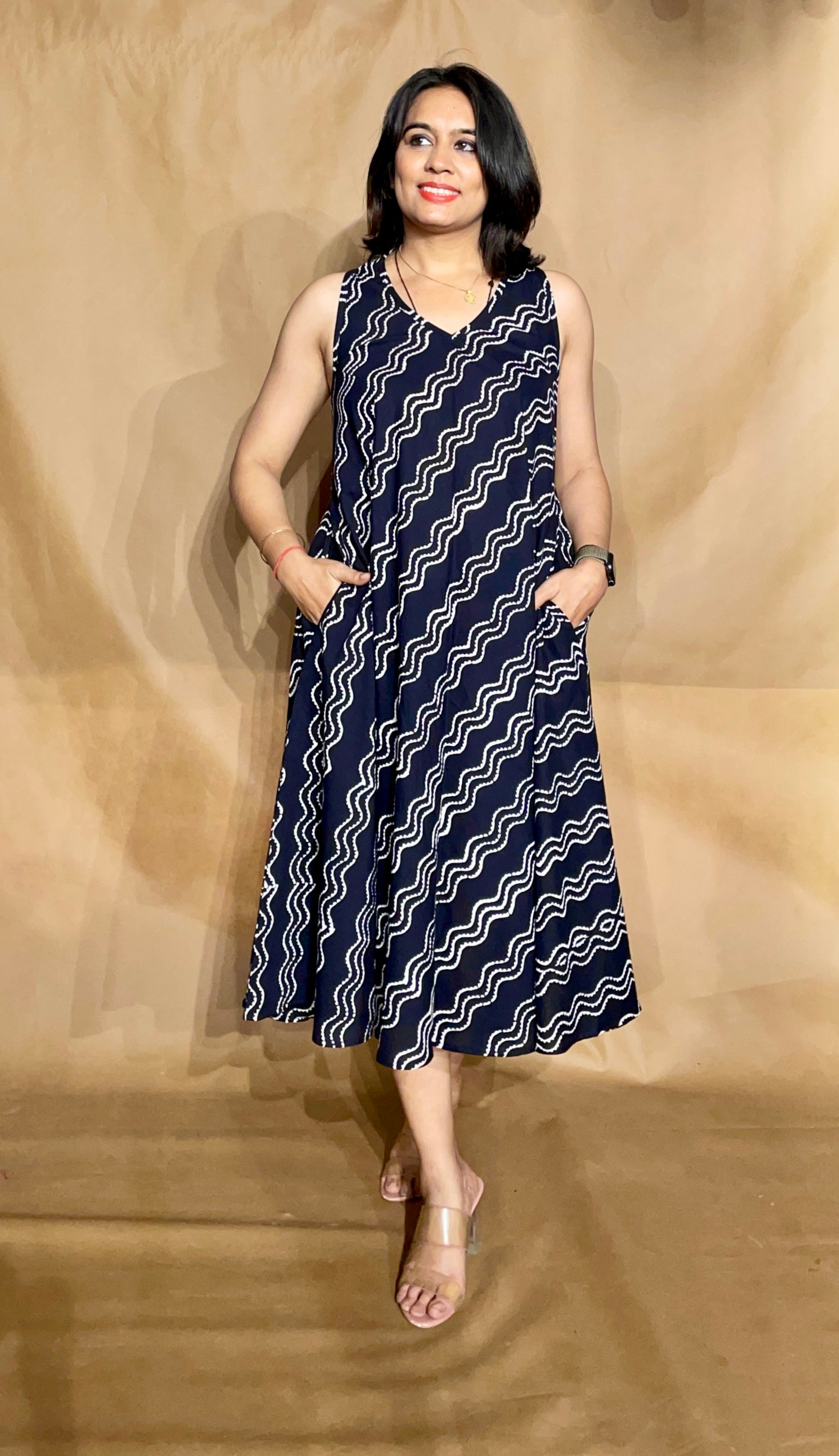 The Noir Wave Circular Dress