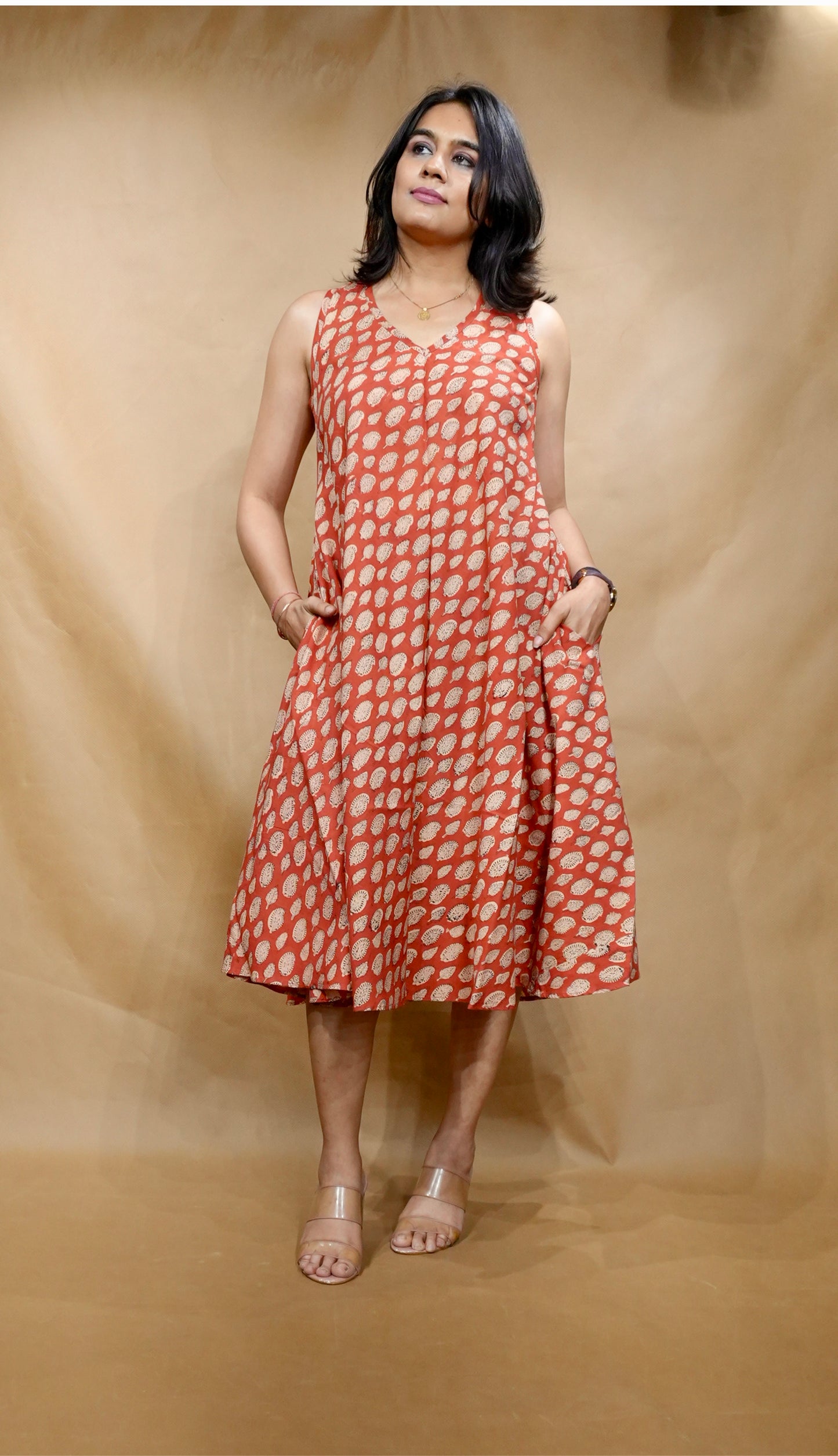 The Terracotta Bloom Circular Dress