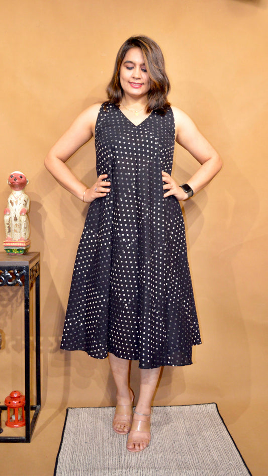 Midnight Monochrome Circular Dress