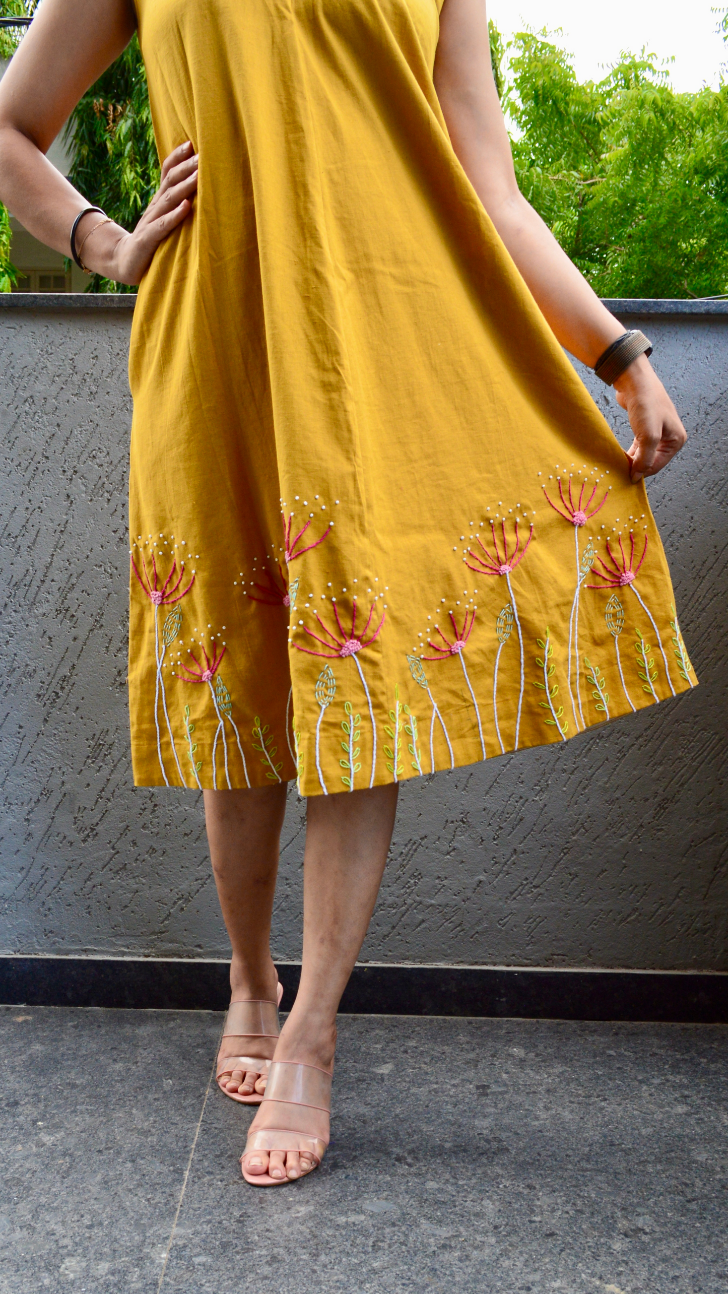 “Smell of woods “ - Mustard A-Line Dress