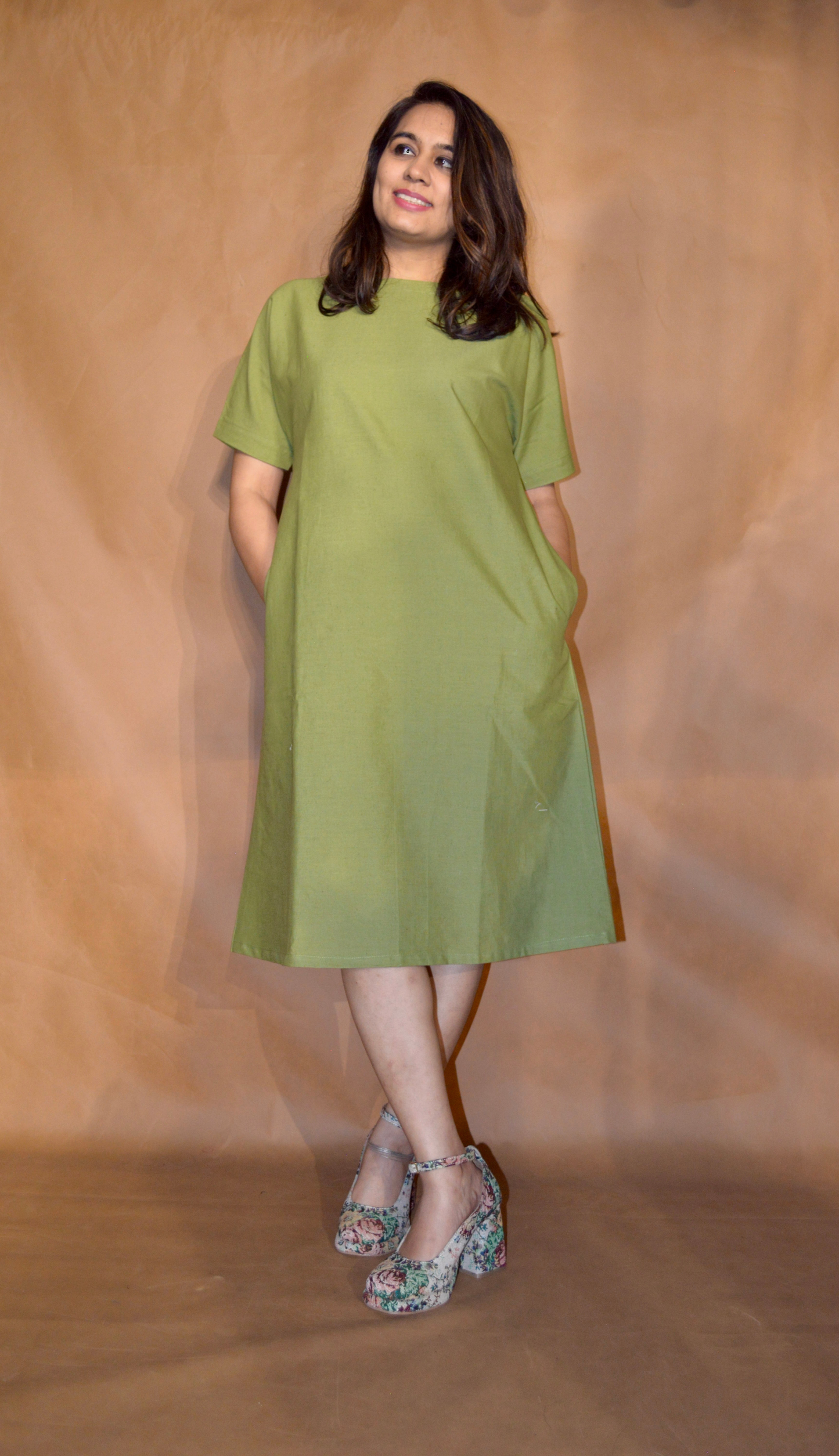 Everyday Ease Tee Dress – Olive Calm
