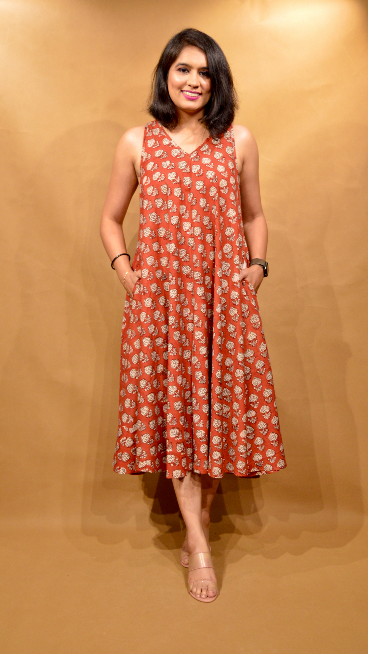 Rust Butti Circular Dress