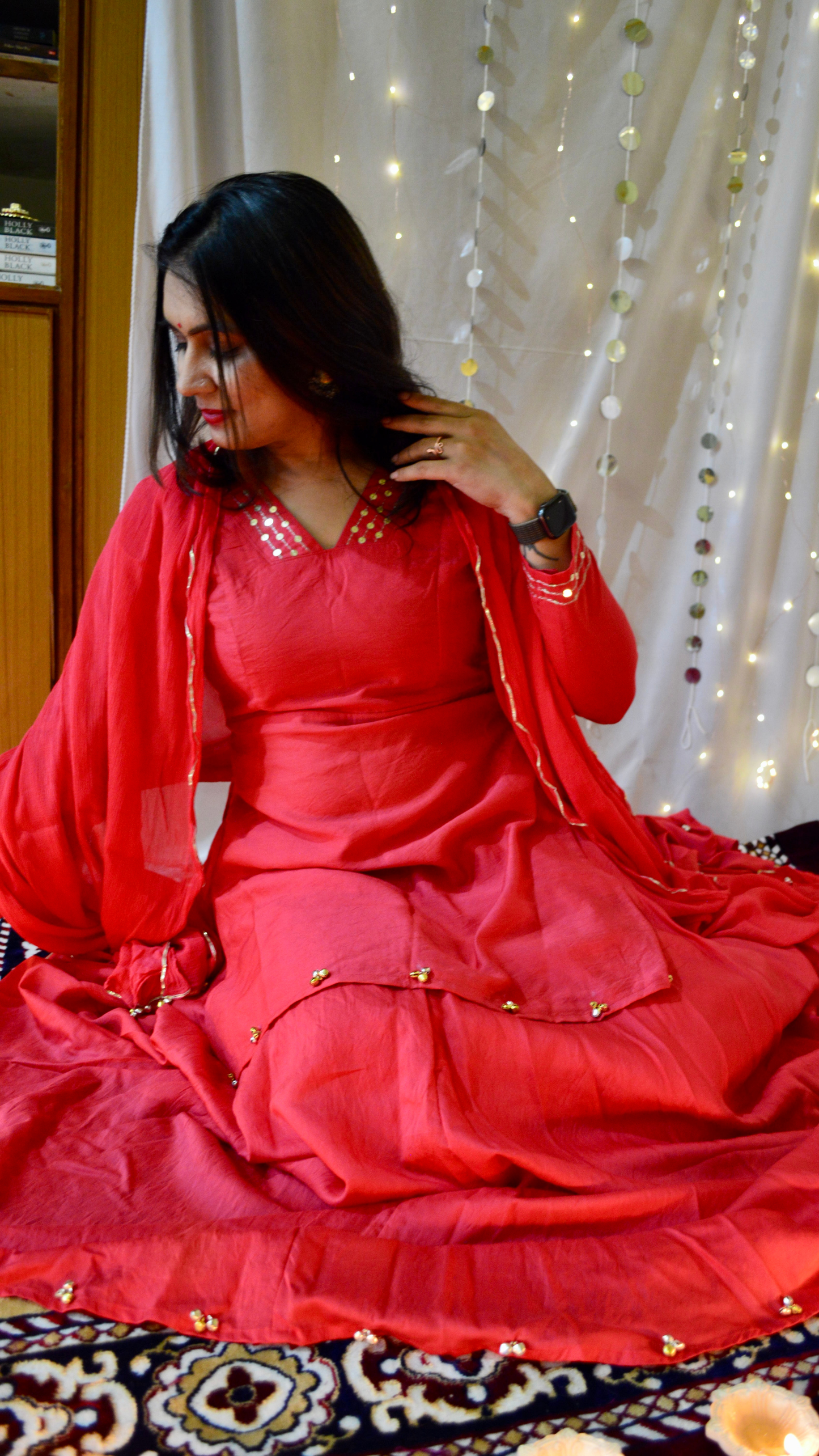The chaaya Red kurta Lehenga set