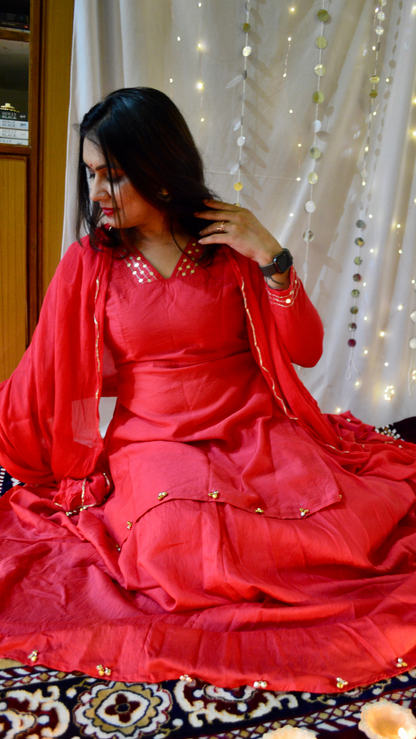 The chaaya Red kurta Lehenga set