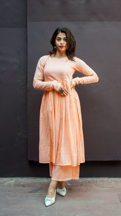 Coral Orange Angrakha Mul Set