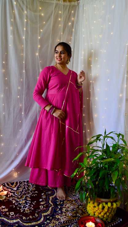 The Sunheri Rani Pink Anarkali Dress