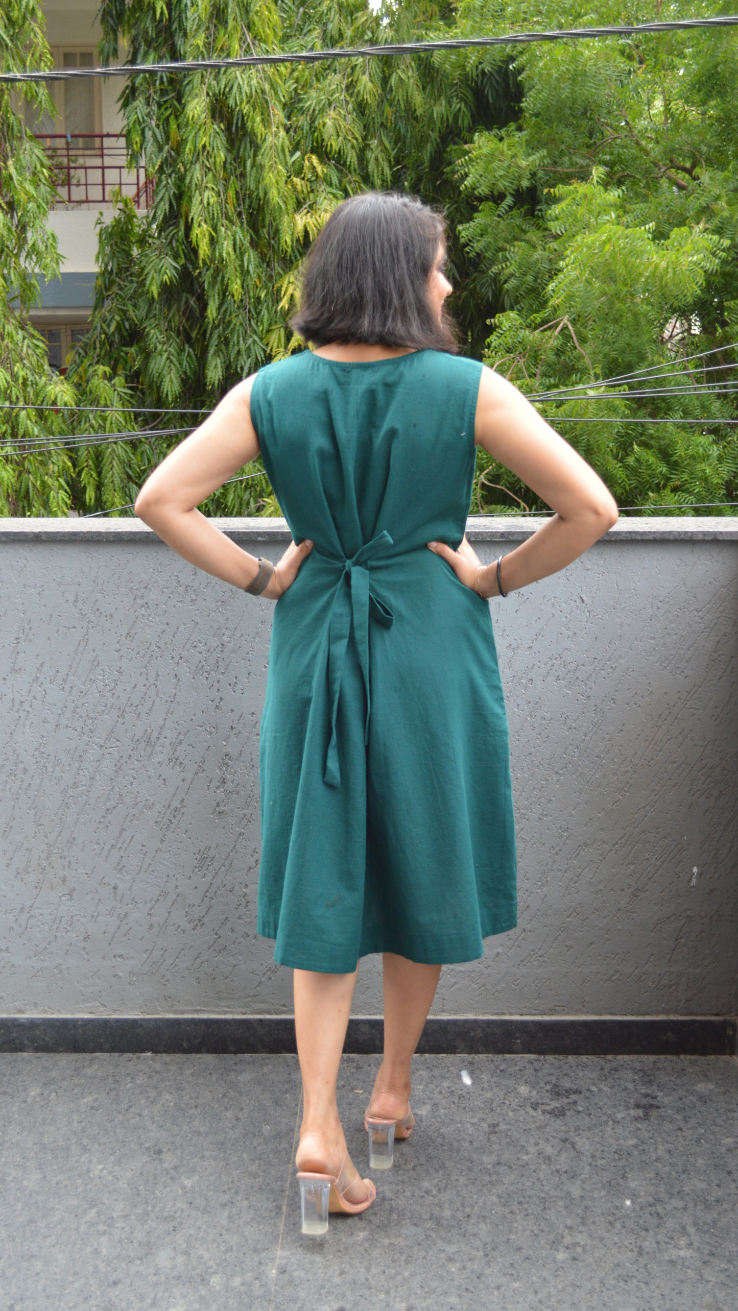 “Smell of woods “ - Teal Green A-line Dress