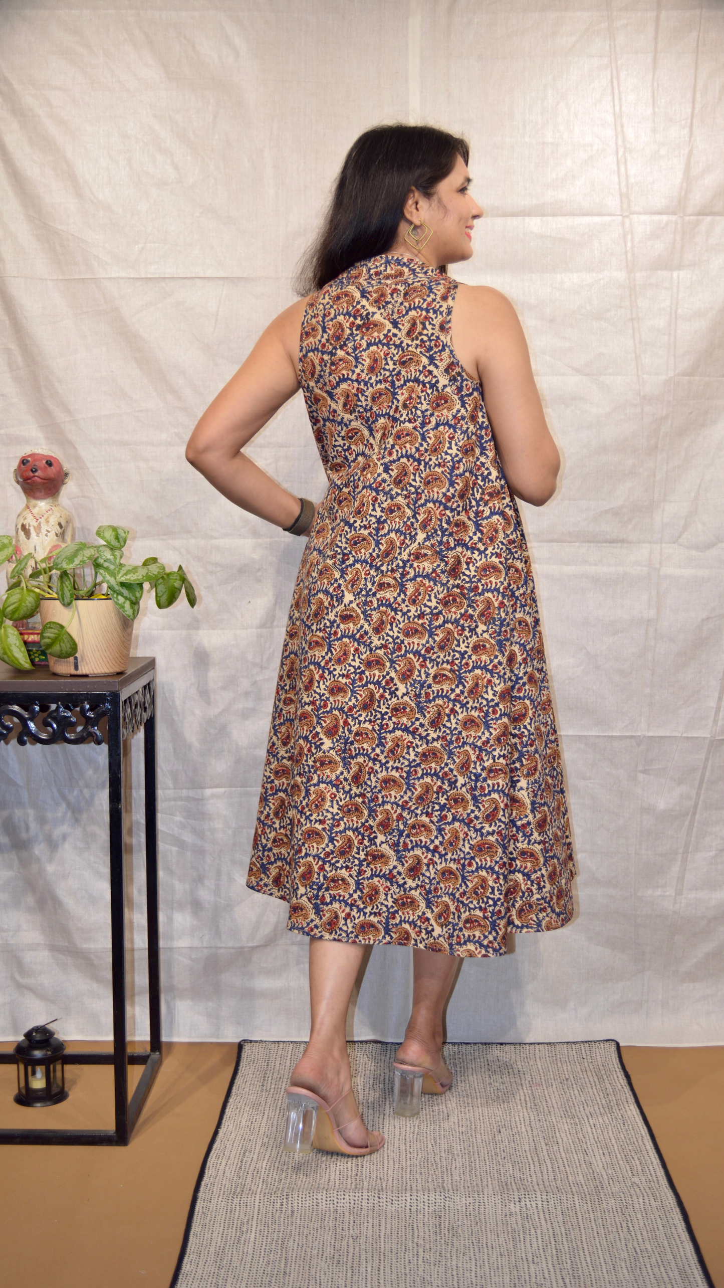 Beige Kalamkari Circular Dress