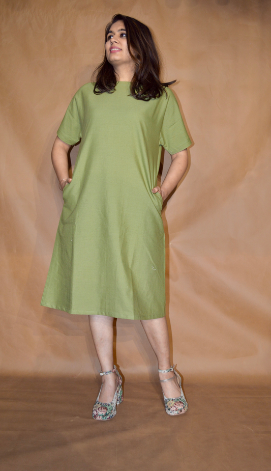 Everyday Ease Tee Dress – Olive Calm