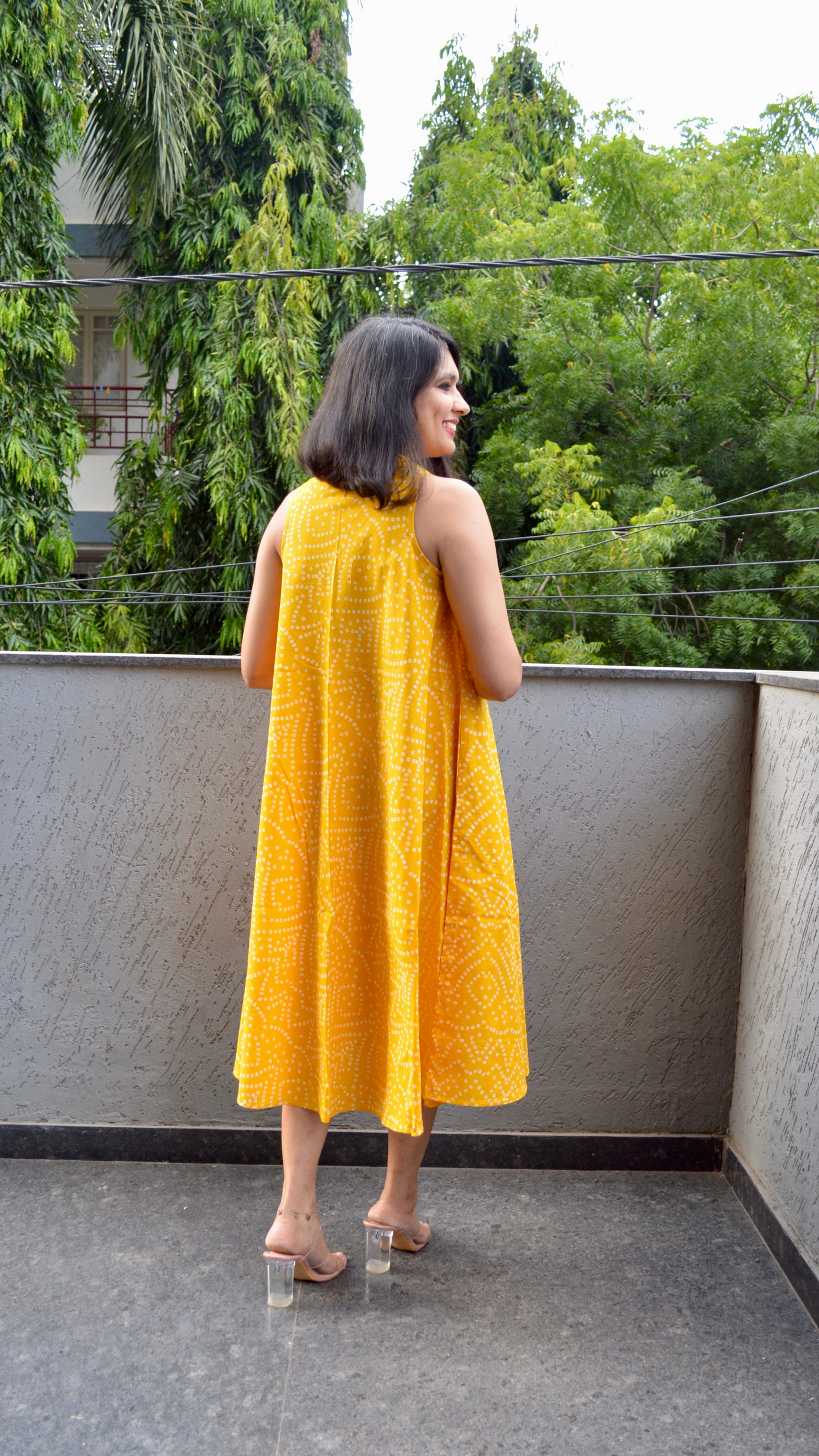 Yellow Bandhani Circular Dress